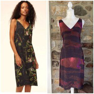 NWT Aritzia Babaton Corey Silk Midi Dress Cabernet Multi Womens 4 $178